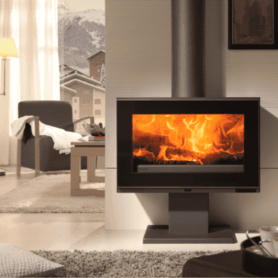 Décoration avec une poêle à bois de style moderne 